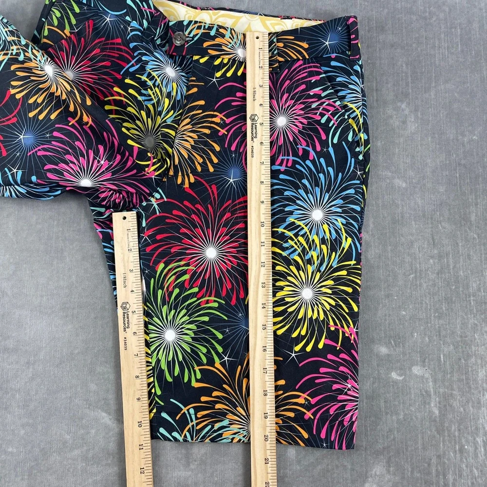 Loudmouth Mens 32 Black Multi Firework Golf Shorts LM Logo 5594